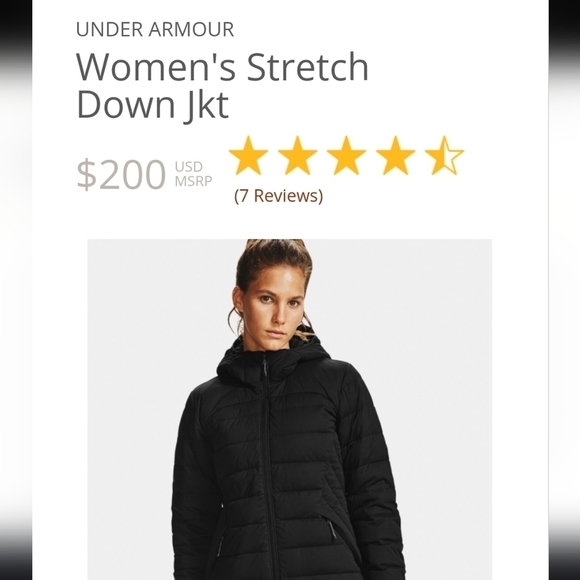 Like New Under Armour Stretch Down Jkt. Size medium. - Picture 4 of 5